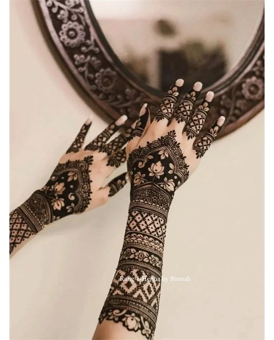 Soft Bead Modern Full Hand Mehndi Design Structure